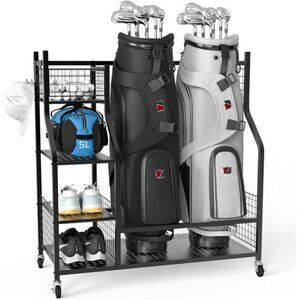 Golf Bag Storage Garage Organizer, Extra Large Size Golf Bag Storage Stand
